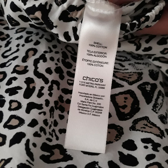 Chico's Wrinkle Resistant Top Blouse Women's Size 3- XL/ 16 Leopard Print Front - Picture 9 of 10